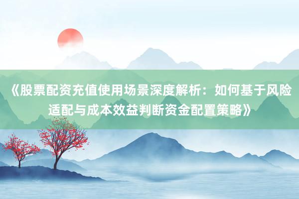 《股票配资充值使用场景深度解析：如何基于风险适配与成本效益判断资金配置策略》